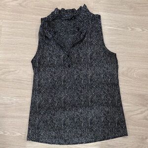 J. Crew Black and White Chevron Sleeveless Blouse